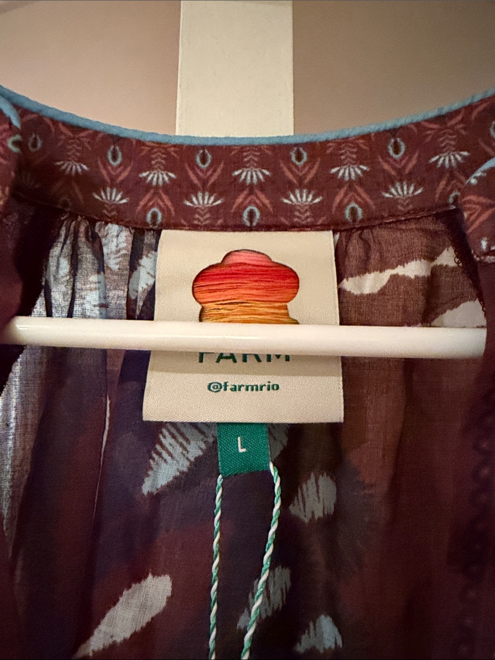 FARM Rio Brown and Blue Printed Midi Dress - Picture 2 of 7